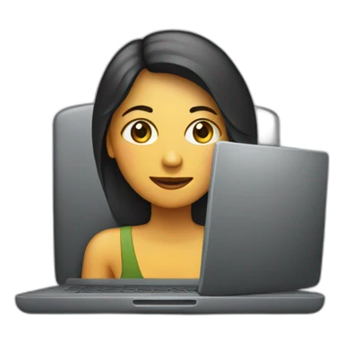 mujer frente a computador  sticker
