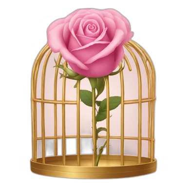Pink rose in golden cage sticker