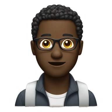 Black man with glasses and a laptop sticker