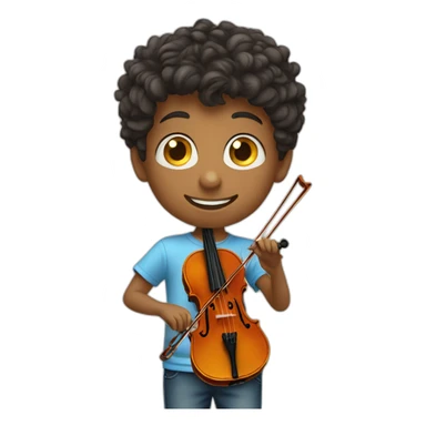 Little boy playing the violin with a violin t-shirt sticker