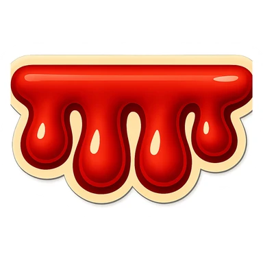 Double the width of the image while keeping the blood drips short and fat in retro sticker style with a transparent background. sticker