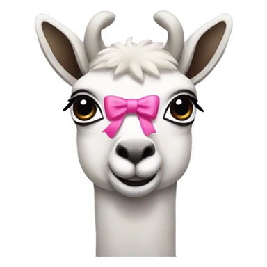 A lama with a pink bow on it sticker