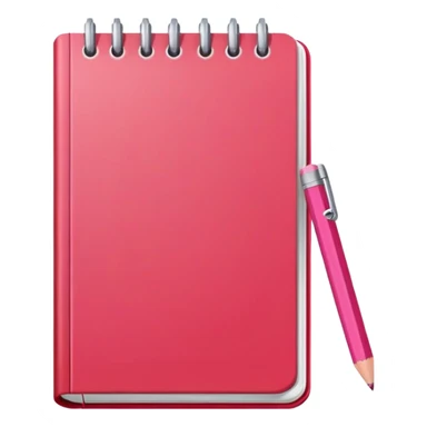 A red notebook with pink pencil or page pencil  sticker