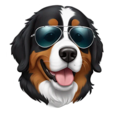 Bernese Mountain Dog wearing aviator sticker