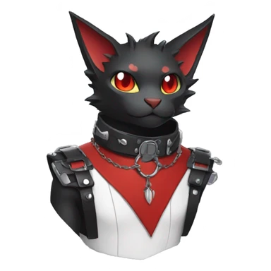 cool edgy black punk red ethereal fantasy nargacuga-bat-cat-Fakemon collar harness full body sticker