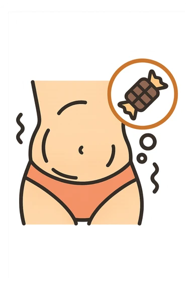 gonfiore addominale e voglia di dolci sticker