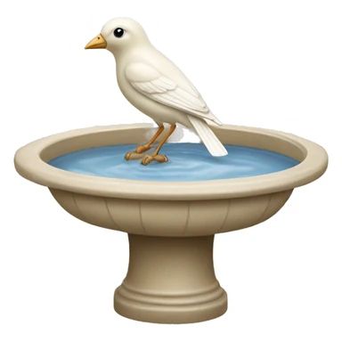 Vintage beige bird bath with a small white bird sticker
