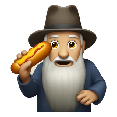 Old man eating corn dog  sticker