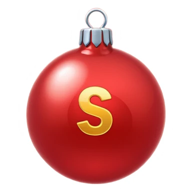 red Christmas ball with logo "S" sticker