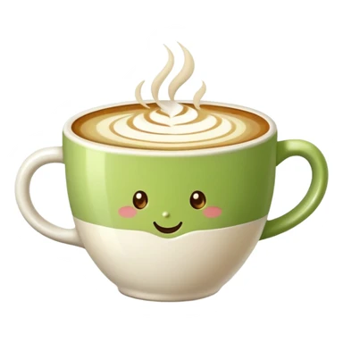 pistachio latte with latte art sticker