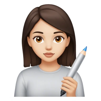 Brunette girl drawing sticker