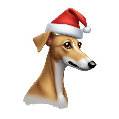 Light brown Greyhound wearing Santa hat sticker