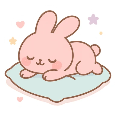 pink bunny sleeping on pillow sticker