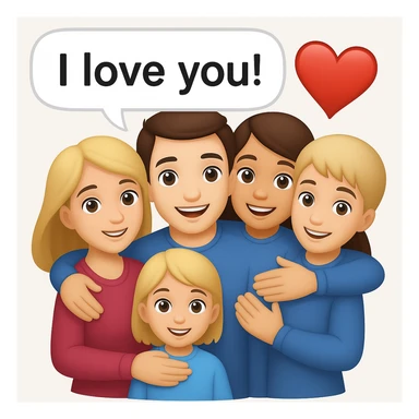 Add a speech bubble with the greeting 'I love you!' to the image, keeping the emoji style cheerful and expressive sticker