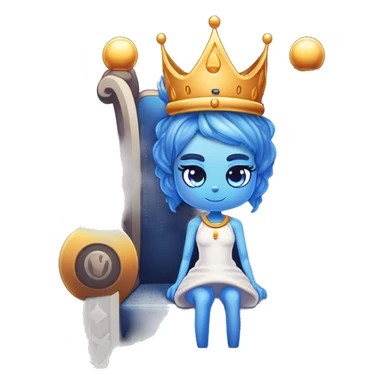 Mythical girl blue skin wearing a crown sitting in the throne sticker