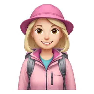 woman hiking wearing light pink clothes sticker