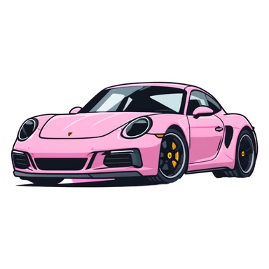 full view of a pink porsche sports car sticker