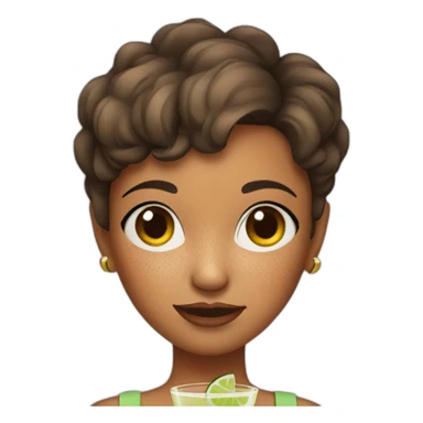 a girl with short hair and freckles who drinks a Margarita sticker