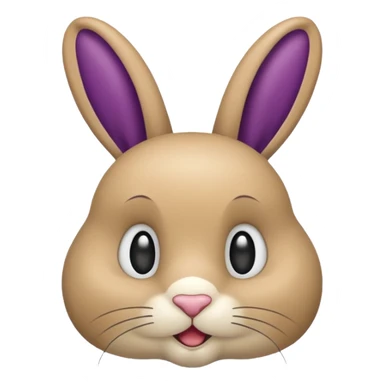 Un lapin beige qui a les oreilles qui tombent  avec une aubergine sur la tête sticker