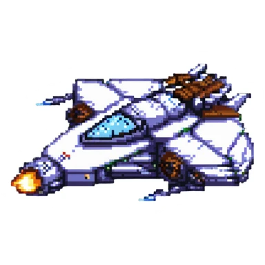 space cruiser with glowing thrusters sticker