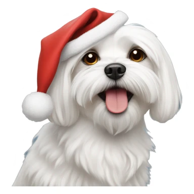 Maltese dog with Santa hat sticker