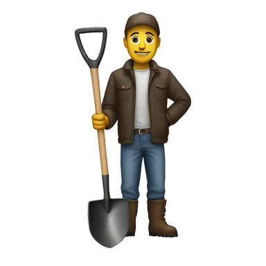man with shovel sticker