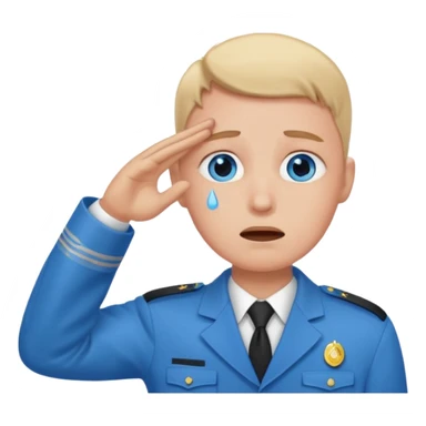 Chef saluting while crying blue eyes sticker