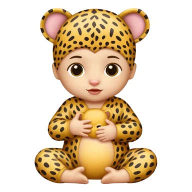 human baby with leopard patterned clothes sticker