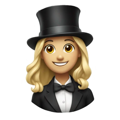 smiling girl in top hat sticker