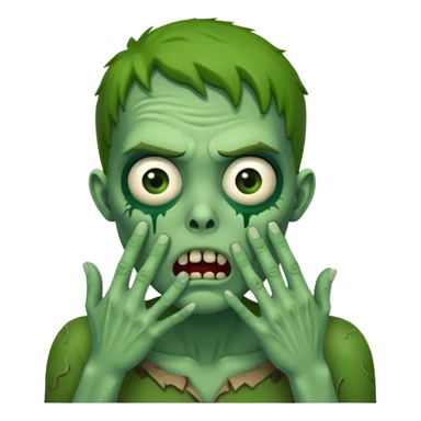 suprised zombie, hands on cheeks sticker