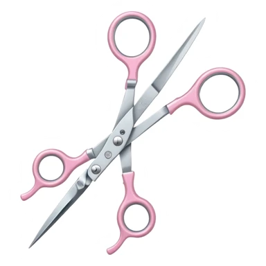 hairdressing scissors with pastel pink handles, iOS Apple emoji style sticker