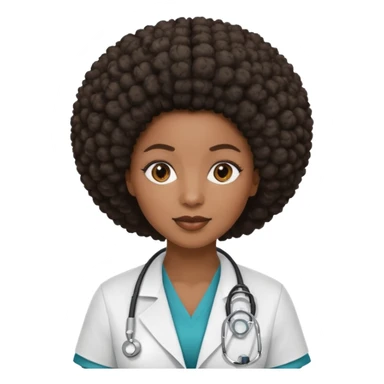 single black female doctor with afro hairstyle sticker
