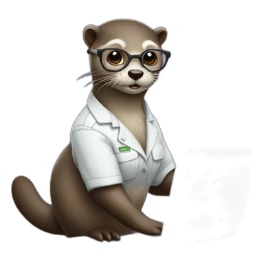 female vet otter with glasses use a macbook sticker