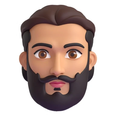 middle eastern man with medium length beard, unibrow, tan skin, and dark brown eyes sticker