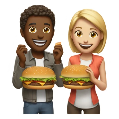 Couple eating burgers  sticker