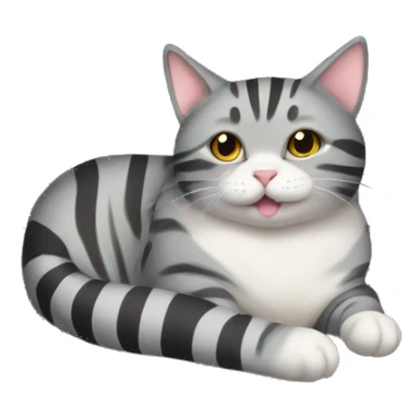 chubby gray striped cat laying in a box sticker