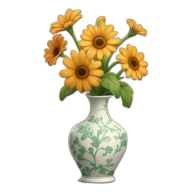 vase with a flower printed on the side sticker
