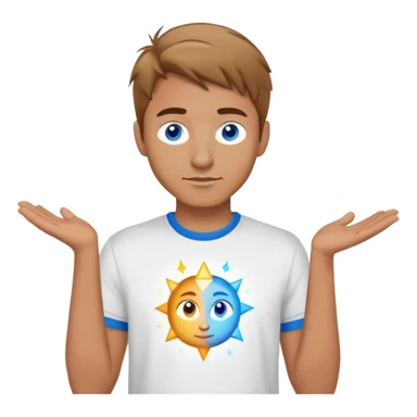 Creative director man with light brown hair and blue eyes with magical t-shirt sticker