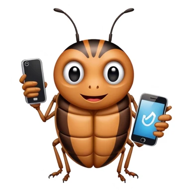 bug holding a cellphone sticker
