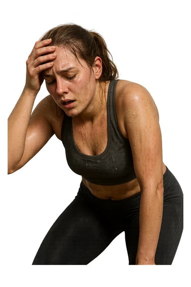 donna molto stanca dopo il workout immagine realistica in 3d sticker