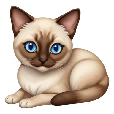 A siamese cat with blue eyes, laying down sticker