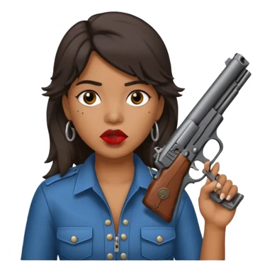latina with mullet putting gun in her mouth sticker
