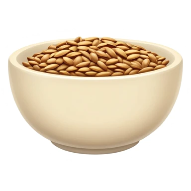 flaxseeds in a small bowl, golden brown seeds sticker