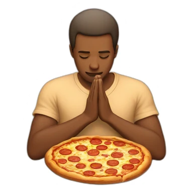 guy praying to pizza sticker