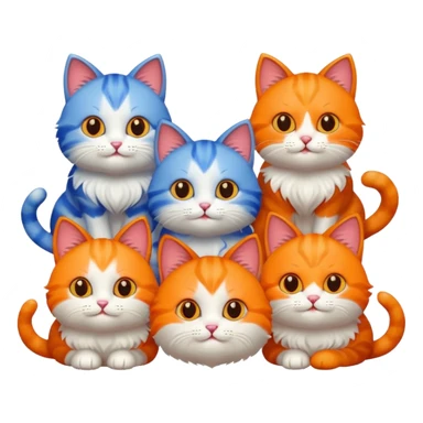 6 different colour cats only 1 orange sticker