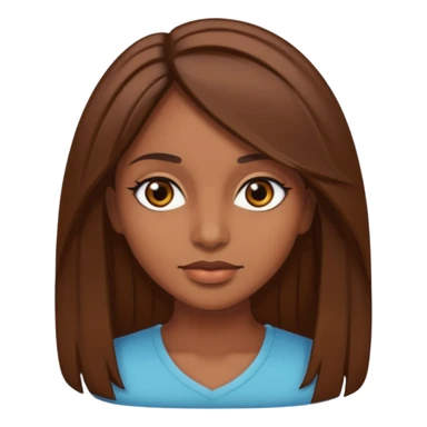 Chica morena con el pelo café medio largo en capas bonita con ojos negros  sticker