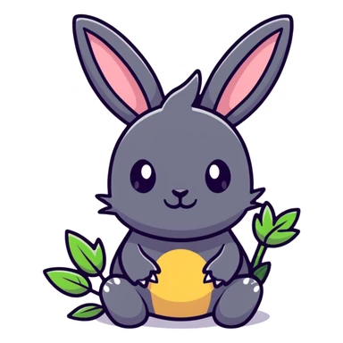 A cute dragon with bunny ears and plant-like features, with spikes on its back sticker