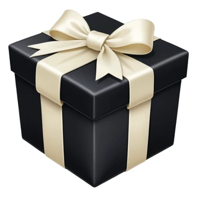 Realistic black gift box with ivory bow sticker