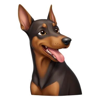cinematic-cute-yawning-doberman-portrait-emoji,-head-tilted-slightly-with-a-dramatic,-wide-open-yawn,-revealing-a-sleek black and brown fur-with-a-subtle-shimmer,-floppy-ears-slightly-drooping,-round-brown-eyes-barely-open-in-drowsy sticker