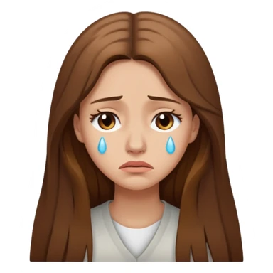 Woman with long brown hair crying, light beige sticker